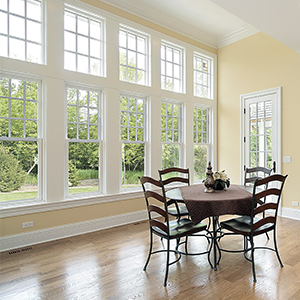 Dining room with windows